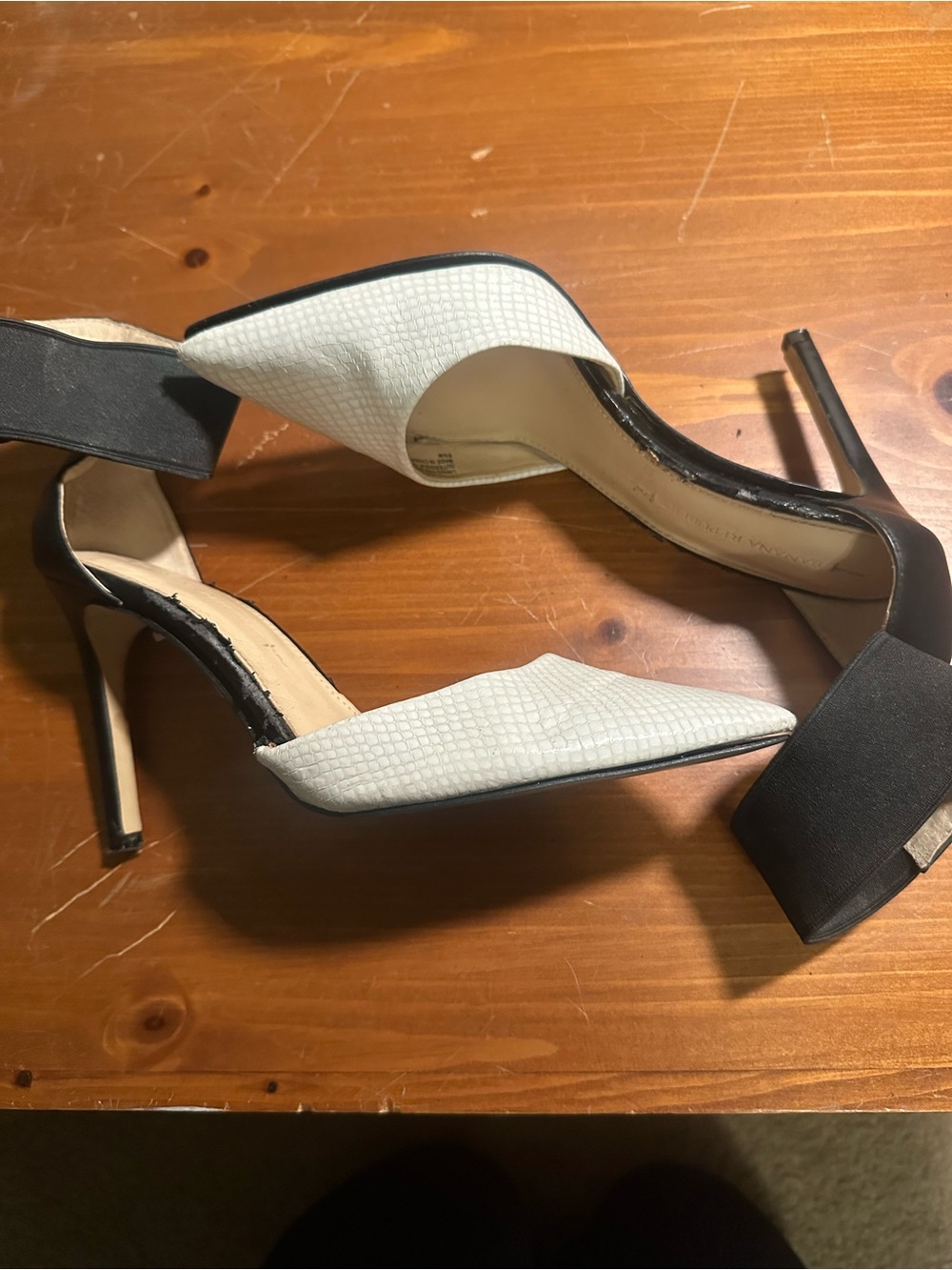 Banana Republic White and Black Pointed D'Orsay Stiletto Heels